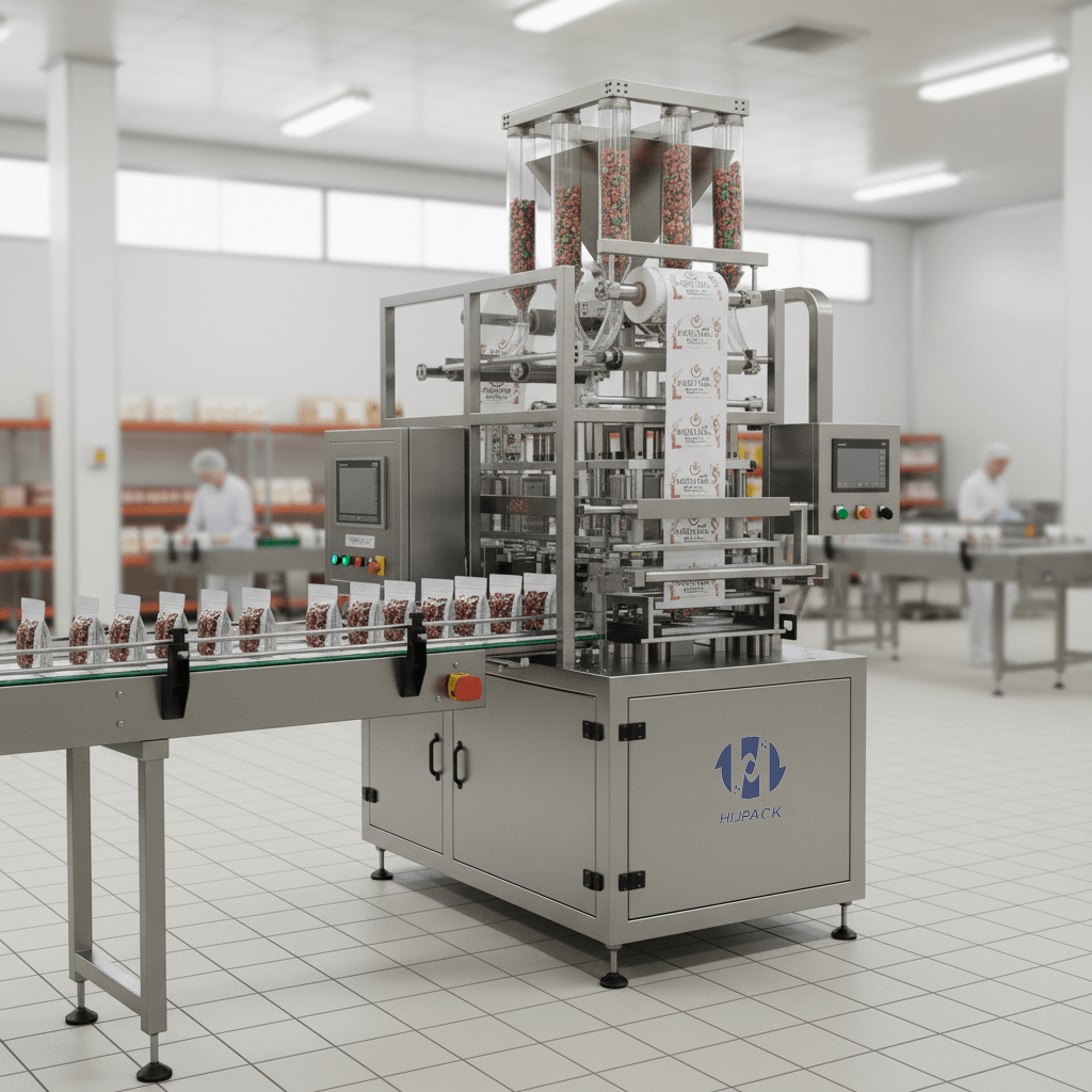Food industry small packaging machine filling coffee powder and candy – compact packaging equipment in production line
