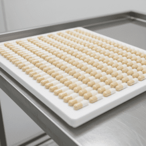 alt="Semi-Automatic Capsule Filling Machine filling powder into capsules"