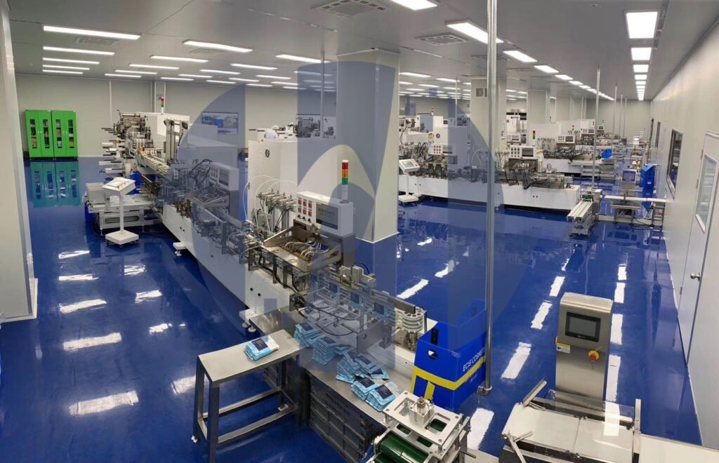 Wet wipes conversion and packaging production line in the clean room