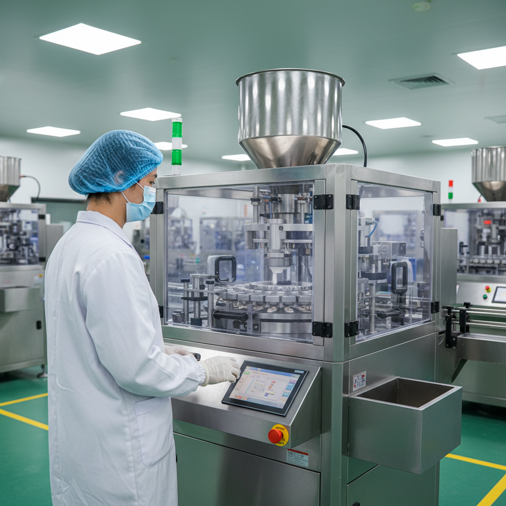 Technician performing maintenance on NJP-800 capsule filling machine