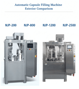 Comparison Chart of the Appearances of Various Models of Capsule Filling Machines