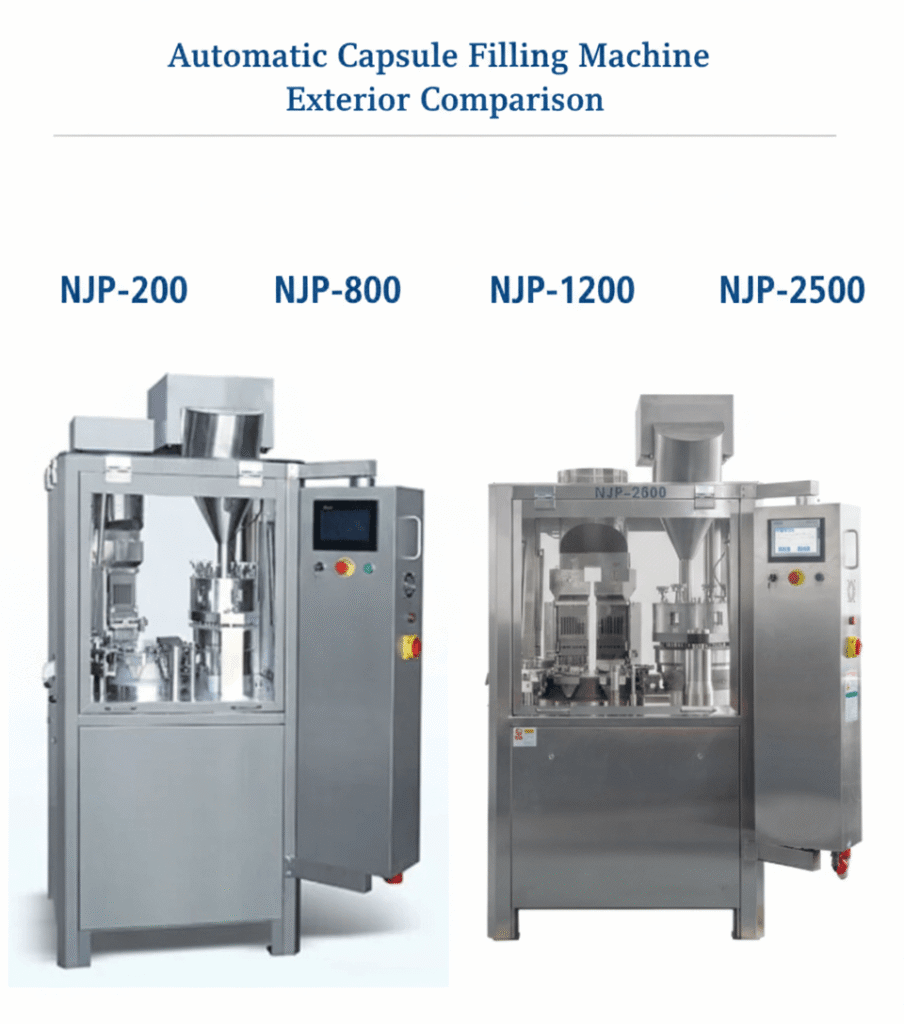 Comparison Chart of the Appearances of Various Models of Capsule Filling Machines