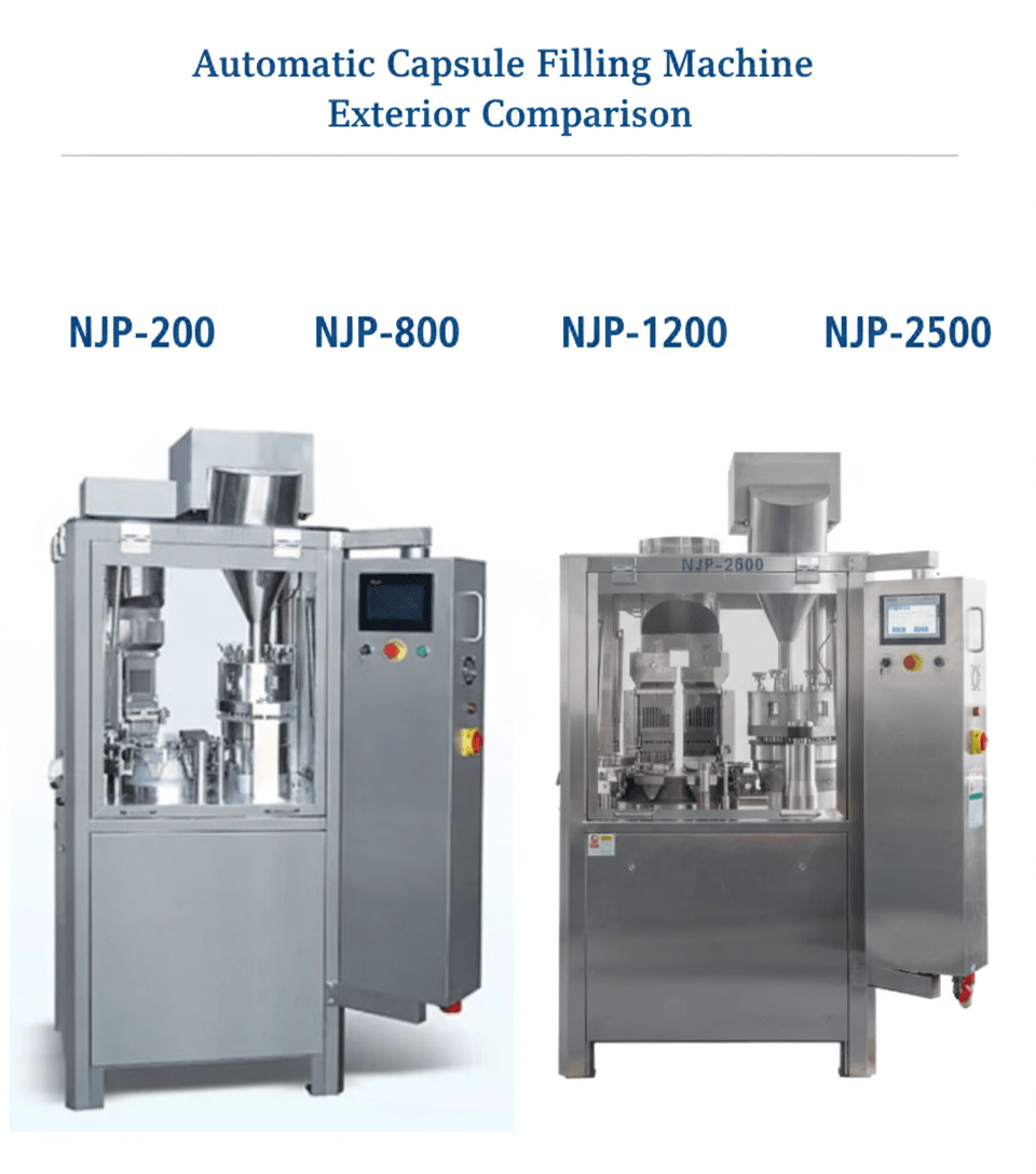 Comparison Chart of the Appearances of Various Models of Capsule Filling Machines