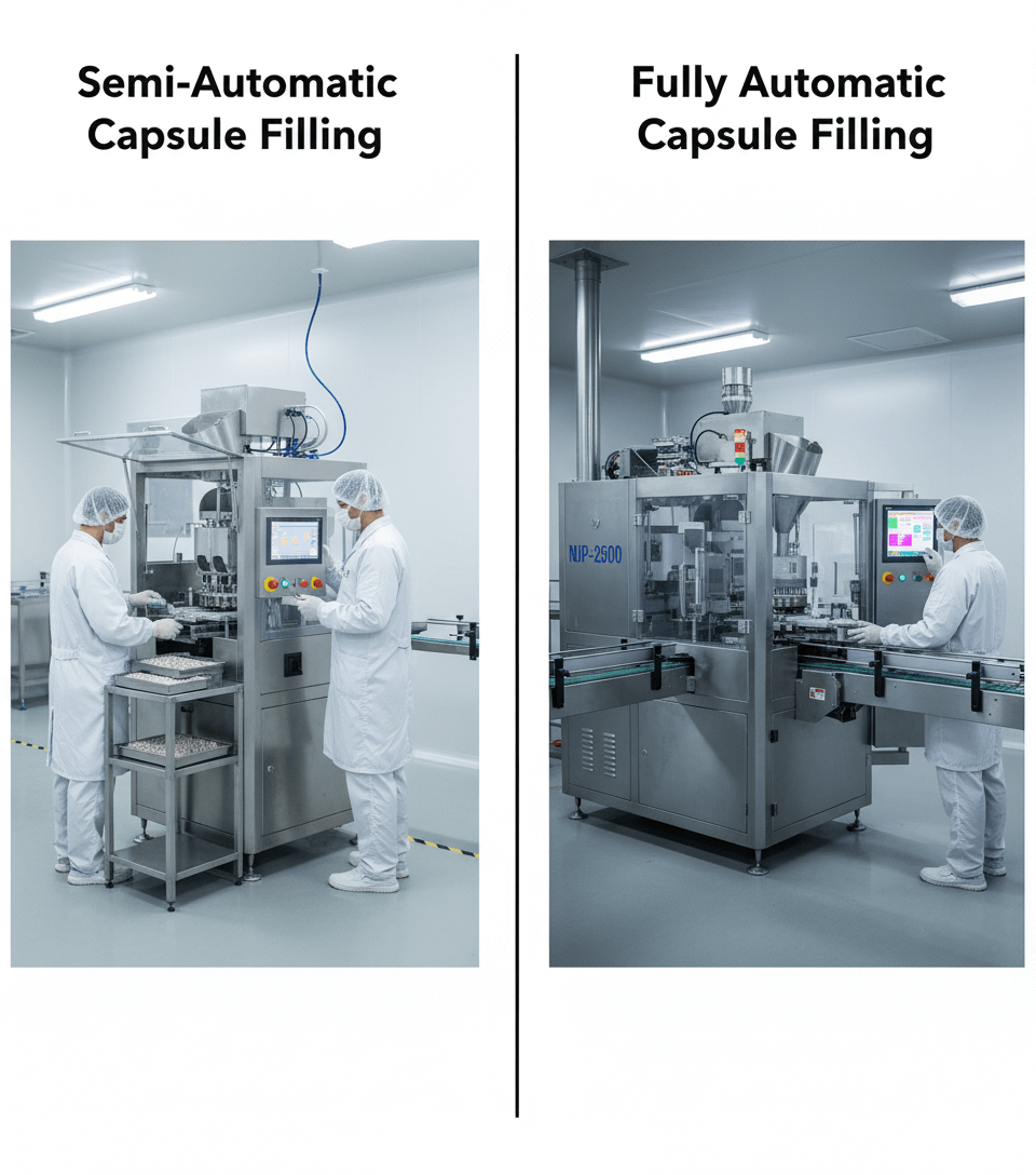 Comparison Chart of the Production Sites of Semi - automatic and Automatic Capsule Filling Machines