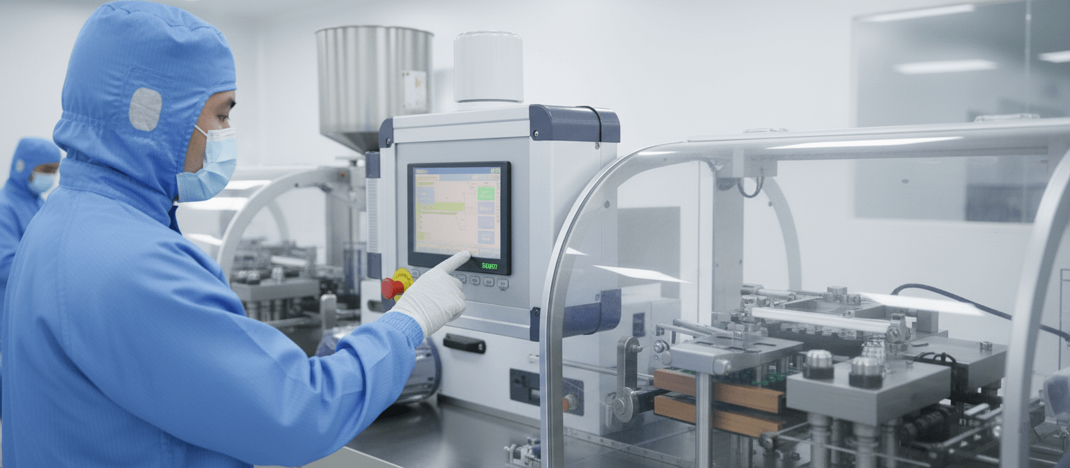 Touchscreen control panel of DPP-260 blister packaging machine showing parameter settings