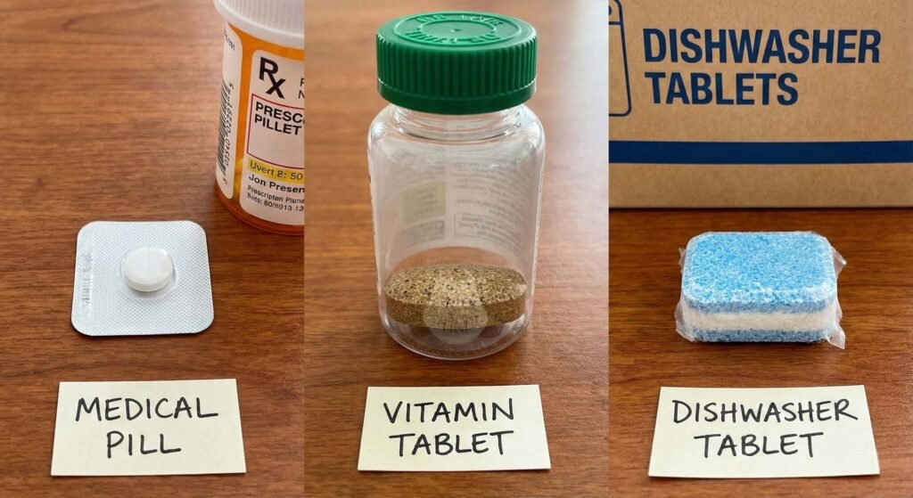 Various applications of a pill pressing machine including medicine, vitamins, and industrial tabs.