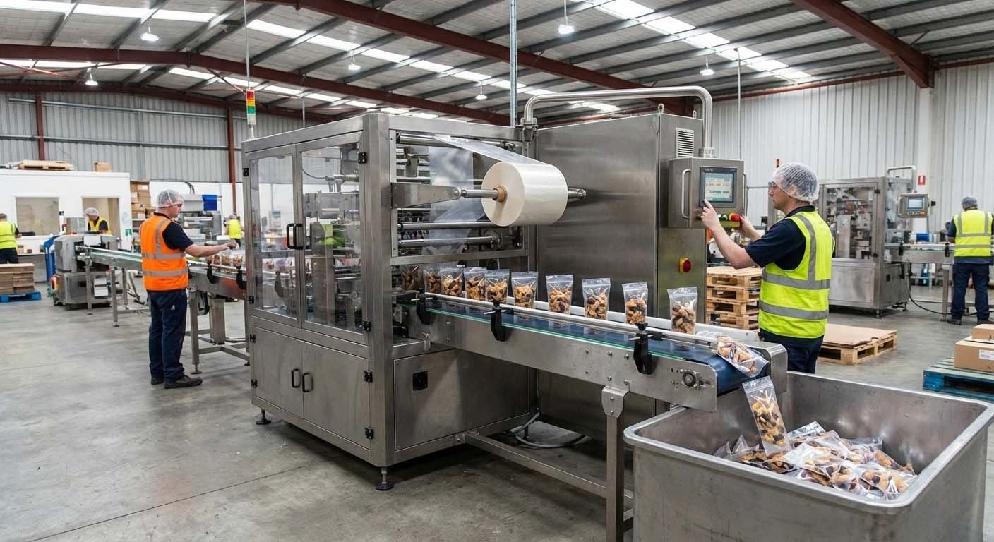 automatic packaging machine producing finished packaging bags