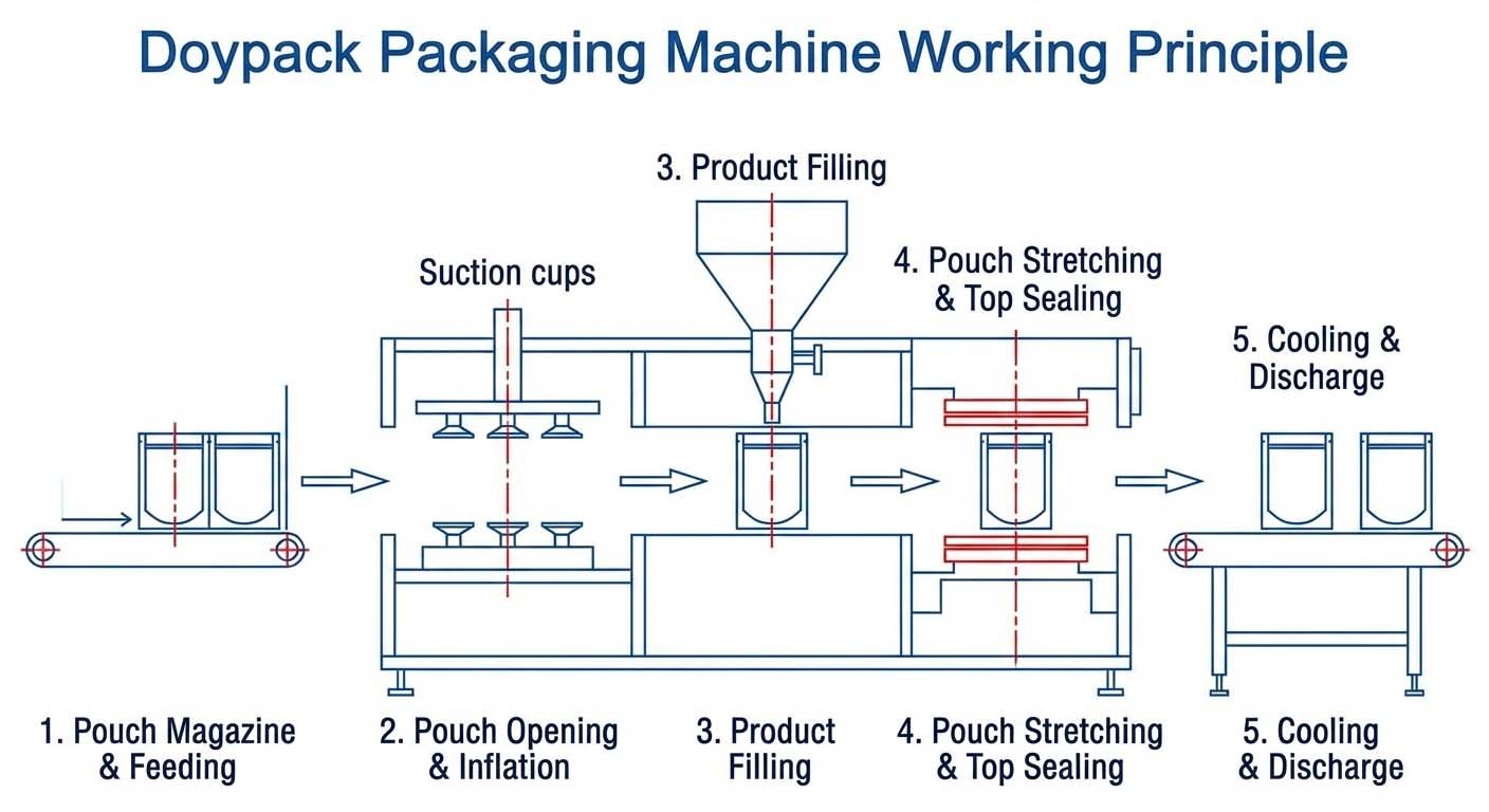 doypack packaging machine working principle diagram