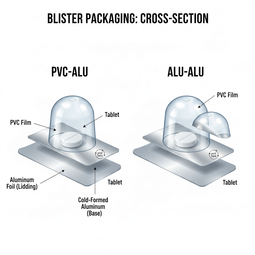 What is blister packaging: PVC-ALU and ALU-ALU packs