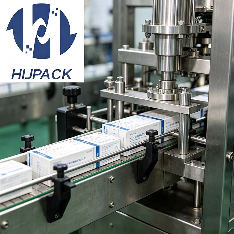 Automated pharmaceutical liquid filling line by HIJPACK, featuring a glass-shielded filling area and precision-metered unit-dose blisters for clinical and commercial use.