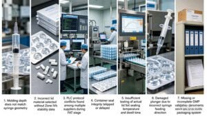Technical summary of syringe blister packaging mistakes related to stability data, GMP validation, and seal integrity.
