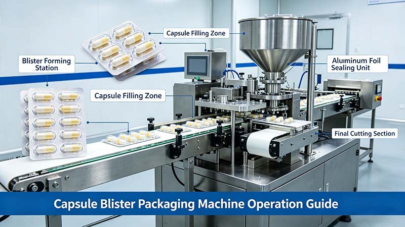 Automated tablet blister machine for small pharma R&D processing aluminum-plastic blister packs in a sterile cleanroom.