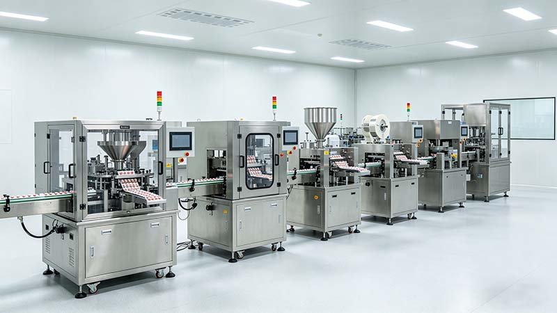 Automated tablet blister machine for small pharma R&D processing aluminum-plastic blister packs in a sterile cleanroom.