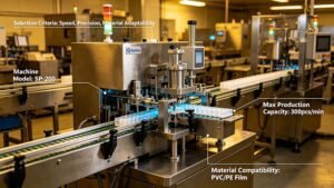 Technical close-up of a syringe blister packer highlighting the delicate handling system for glass and plastic syringes。