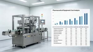 Professional pharmaceutical production line showing the mechanical stages that define the pill blister packaging machine cost.
