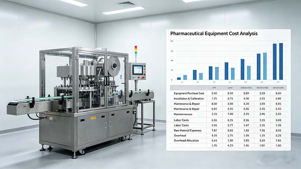 Professional pharmaceutical production line showing the mechanical stages that define the pill blister packaging machine cost.