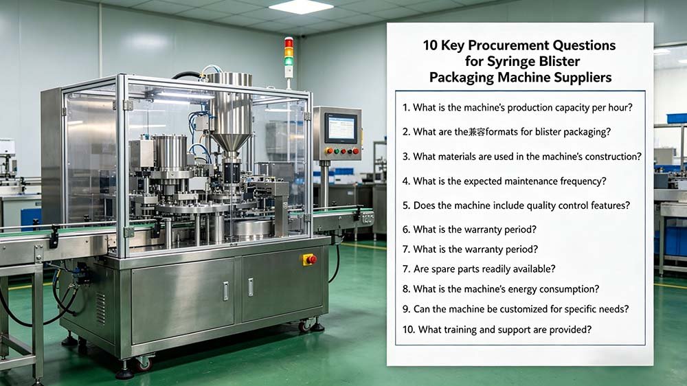 Trustar's automated syringe packaging system with a list of technical validation questions for the syringe blister packing machine supplier.
